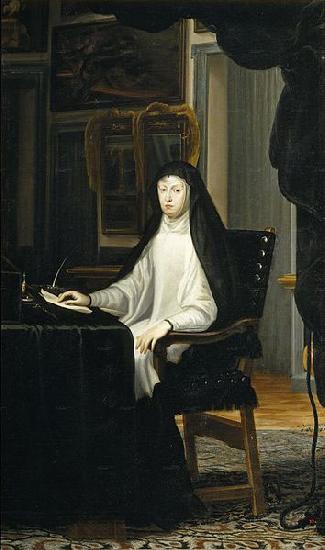unknow artist Portrait of Queen Mariana de Austria as a Widow France oil painting art
